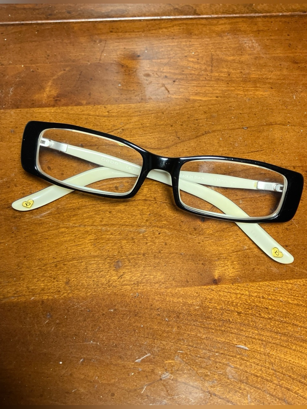 Bebe Le Hot Eyeglass Frames Back In Black Cream 51-16-135 Rectangular Glasses